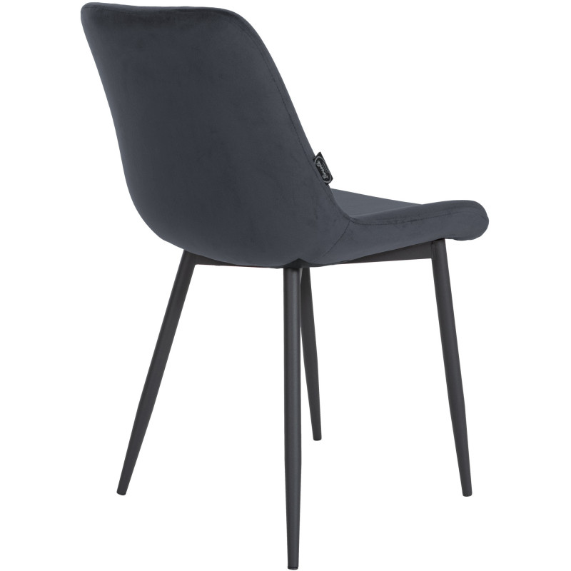 Chaise moderne en Velours Noir Métal Noir Mat Valia - 4