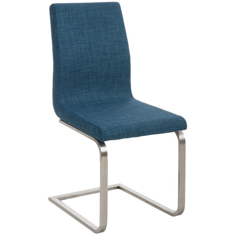 Chaise design en Tissu Bleu Acier inoxydable Argenté Brosse mat Magali - 1