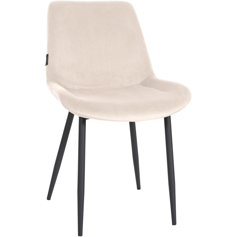 Chaise moderne en Velours Blanc crème Métal Noir Mat Valia - 1