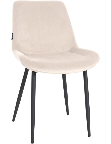 Chaise moderne en Velours Blanc crème Métal Noir Mat Valia - 1