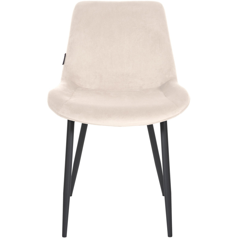 Chaise moderne en Velours Blanc crème Métal Noir Mat Valia - 2