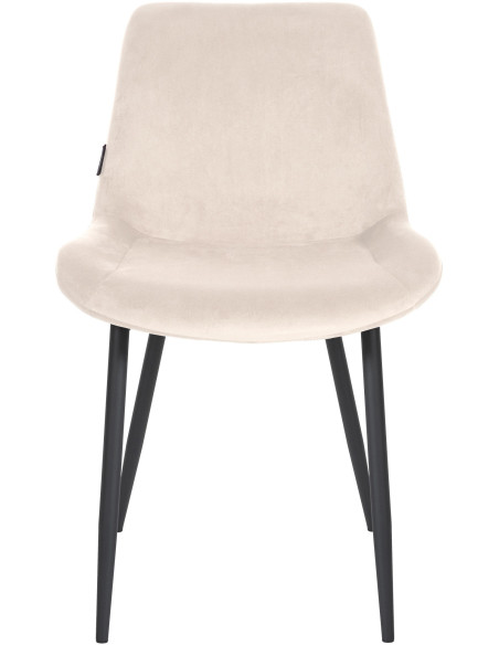 Chaise moderne en Velours Blanc crème Métal Noir Mat Valia - 2