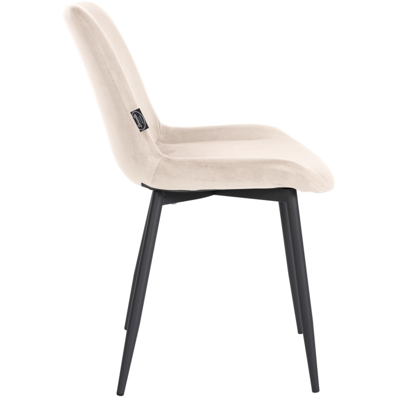 Chaise moderne en Velours Blanc crème Métal Noir Mat Valia - 3