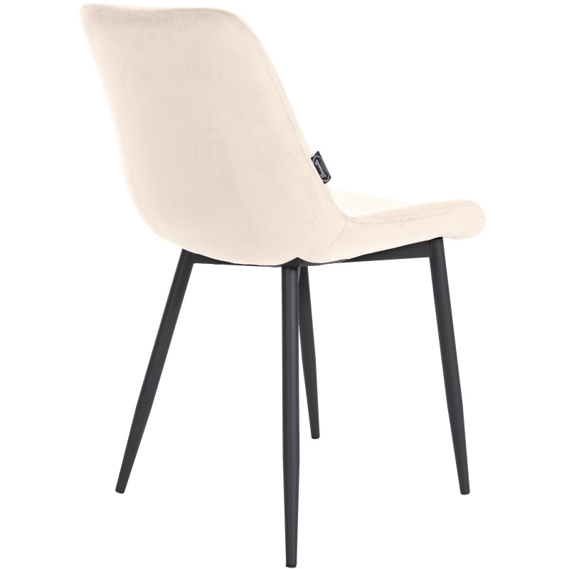 Chaise moderne en Velours Blanc crème Métal Noir Mat Valia - 4
