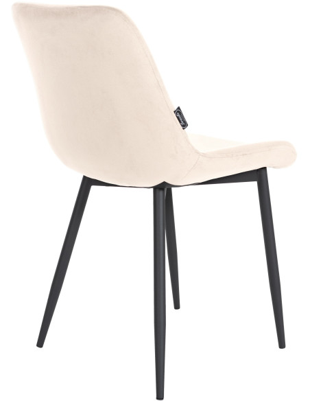Chaise moderne en Velours Blanc crème Métal Noir Mat Valia - 4