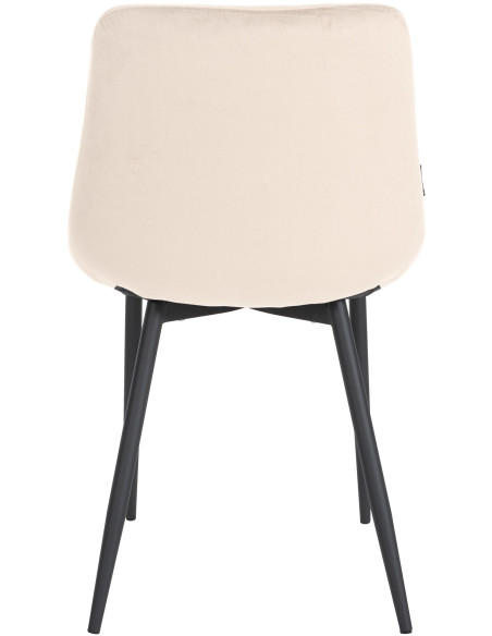 Chaise moderne en Velours Blanc crème Métal Noir Mat Valia - 5
