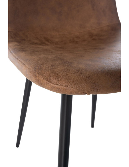 Chaise moderne en Polyuréthane Marron Métal Noir Jerana - 4