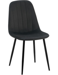 Chaise moderne en Velours Noir Métal Noir Ivina - 1