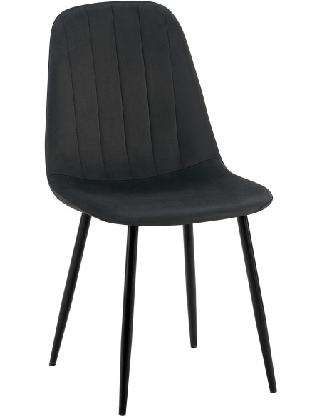 Chaise moderne en Velours Noir Métal Noir Ivina - 1