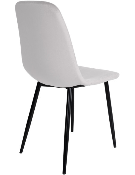 Chaise moderne en Velours Blanc crème Métal Noir Jerana - 2