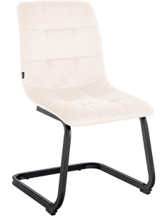 Chaise moderne en Velours Blanc crème Métal Noir Mat Gladina - 1