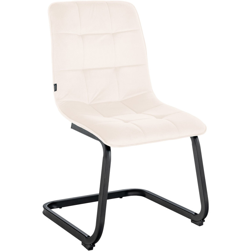 Chaise moderne en Velours Blanc crème Métal Noir Mat Gladina - 1