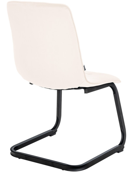 Chaise moderne en Velours Blanc crème Métal Noir Mat Gladina - 5