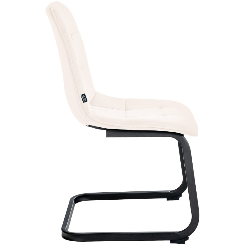 Chaise moderne en Velours Blanc crème Métal Noir Mat Gladina - 6