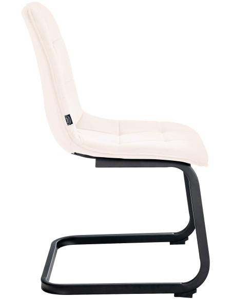 Chaise moderne en Velours Blanc crème Métal Noir Mat Gladina - 6