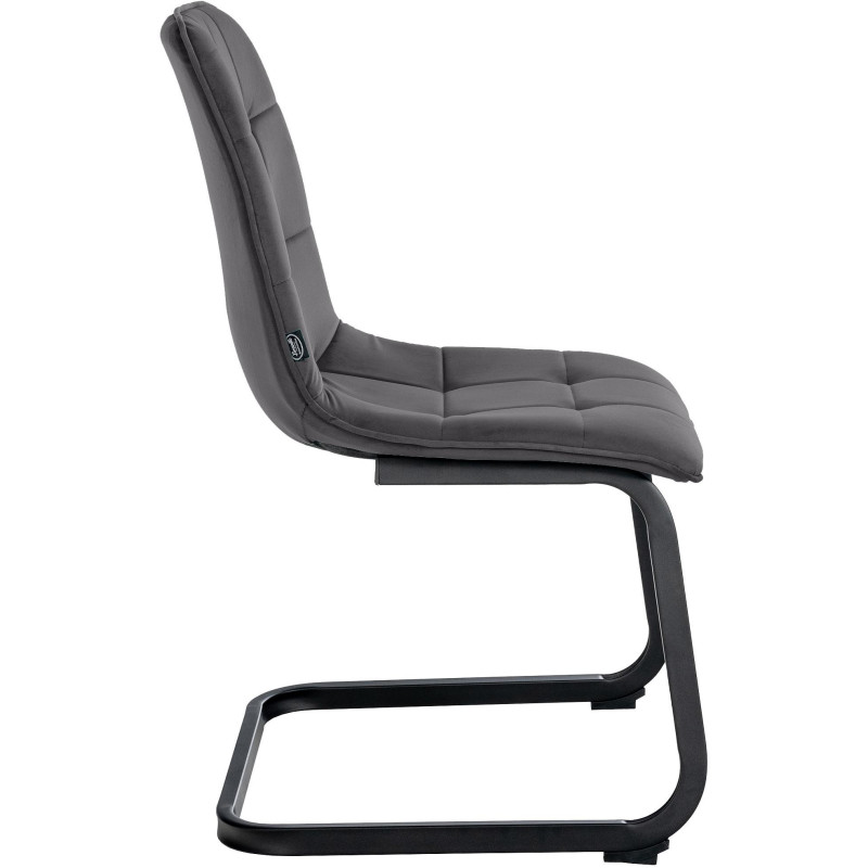 Chaise moderne en Velours Noir Métal Noir Mat Gladina - 6