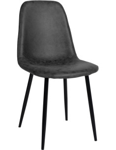Chaise moderne en Polyuréthane Gris foncé Métal Noir Jerana - 1