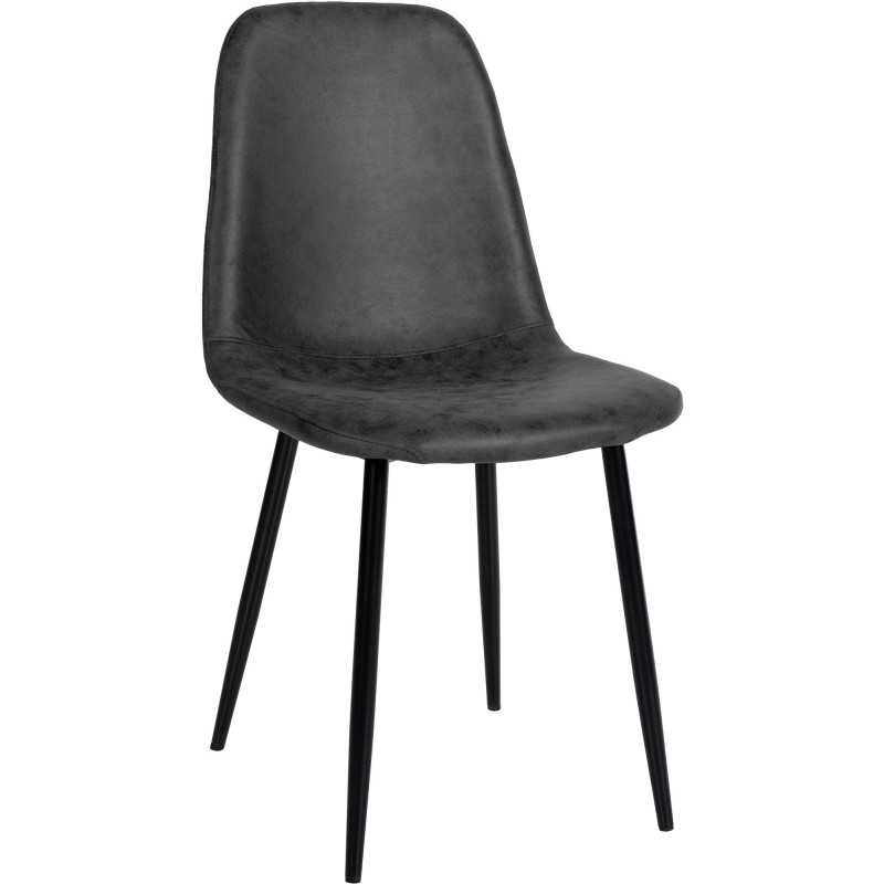 Chaise moderne en Polyuréthane Gris foncé Métal Noir Jerana - 1