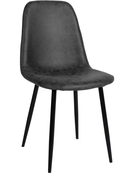 Chaise moderne en Polyuréthane Gris foncé Métal Noir Jerana - 1