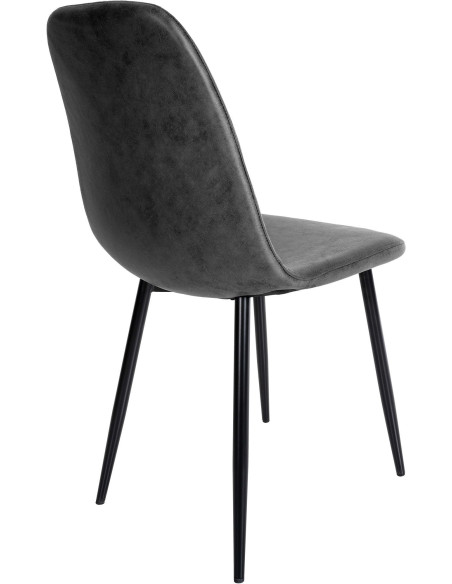Chaise moderne en Polyuréthane Gris foncé Métal Noir Jerana - 2