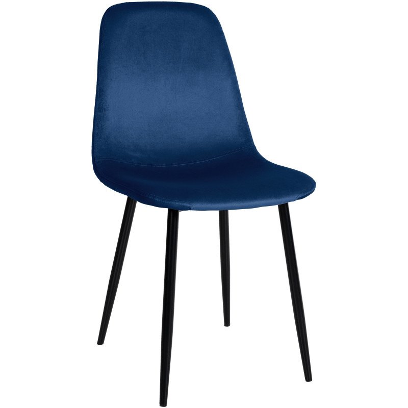 Chaise moderne en Velours Bleu foncé Métal Noir Jerana - 1