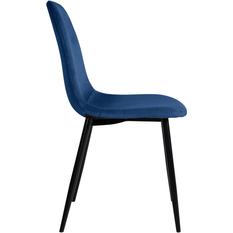 Chaise moderne en Velours Bleu foncé Métal Noir Jerana - 3