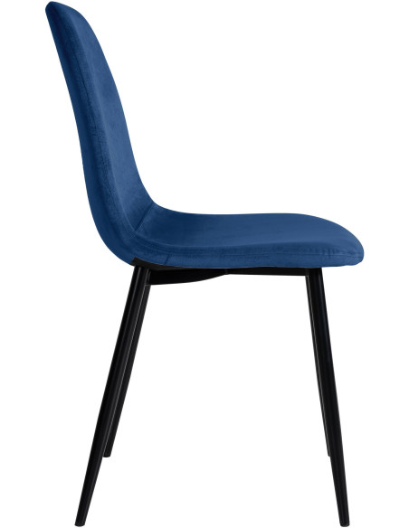 Chaise moderne en Velours Bleu foncé Métal Noir Jerana - 3
