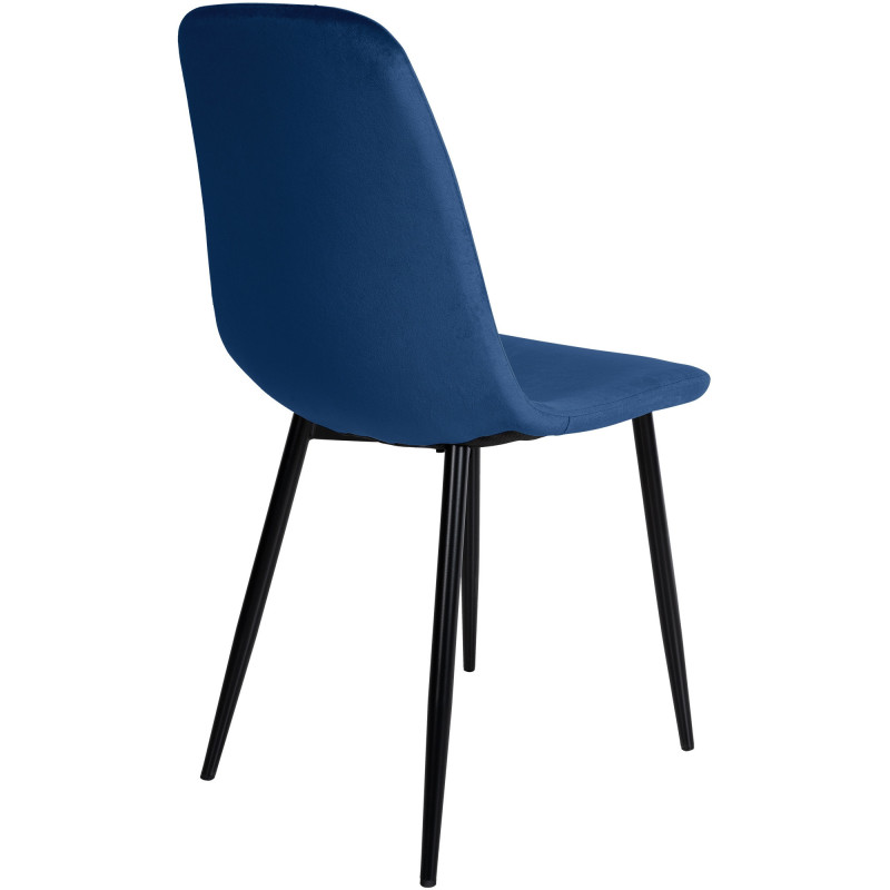Chaise moderne en Velours Bleu foncé Métal Noir Jerana - 4