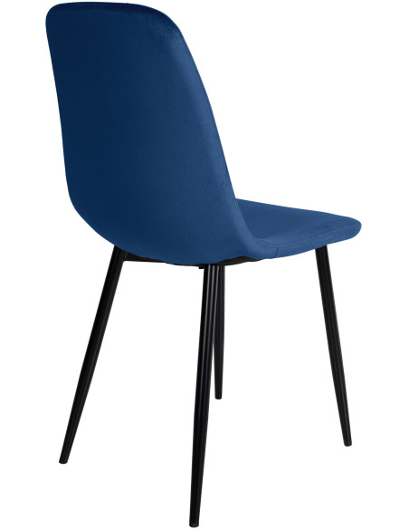 Chaise moderne en Velours Bleu foncé Métal Noir Jerana - 4