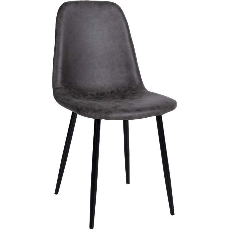 Chaise moderne en Polyuréthane Gris foncé Métal Noir Jerana - 1