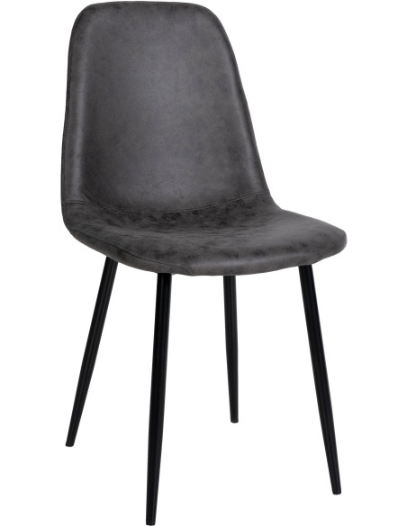 Chaise moderne en Polyuréthane Gris foncé Métal Noir Jerana - 1