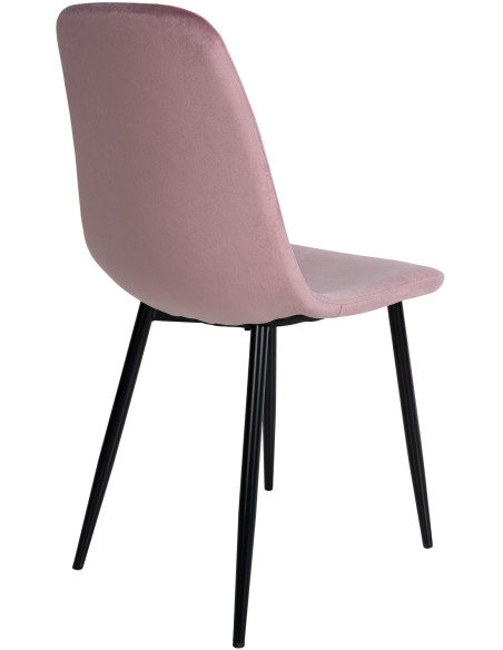 Chaise moderne en Velours Rose Métal Noir Jerana - 2