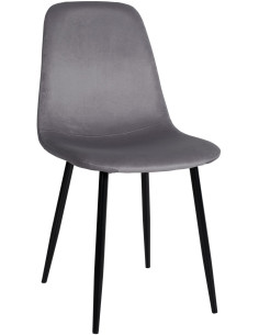Chaise moderne en Velours Gris foncé Métal Noir Jerana - 1