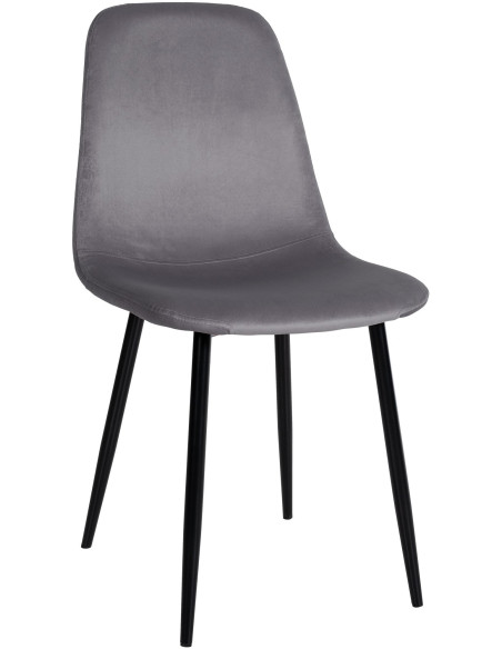 Chaise moderne en Velours Gris foncé Métal Noir Jerana - 1