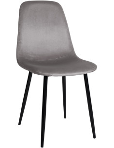 Chaise moderne en Velours Gris clair Métal Noir Jerana - 1