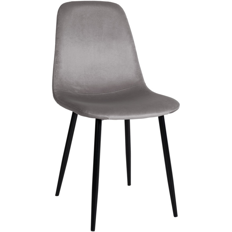 Chaise moderne en Velours Gris clair Métal Noir Jerana - 1
