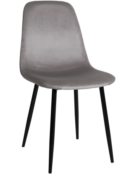 Chaise moderne en Velours Gris clair Métal Noir Jerana - 1