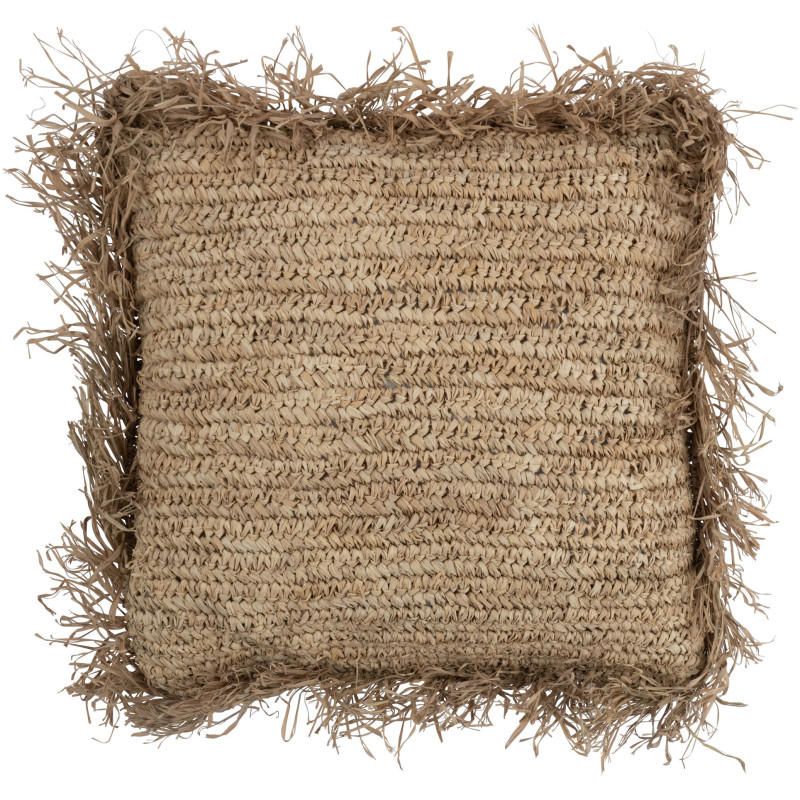 Coussin Carré Jeff 50x50 en Raphia Naturel Motif tressé - 1