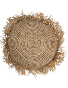 Coussin Rond Jeff 40 cm en Raphia Naturel Motif tressé - 1