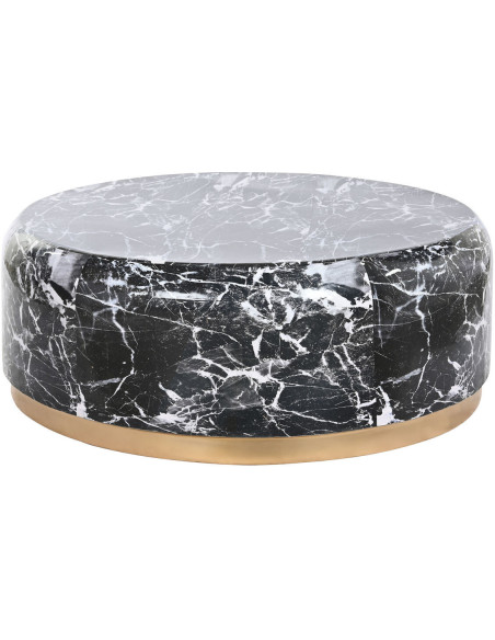 Table basse aspect marbre Ronde XL en Métal Noir Doré Danissi - 1