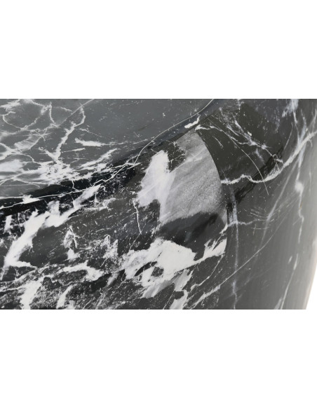 Table basse aspect marbre Ronde XL en Métal Noir Doré Danissi - 2