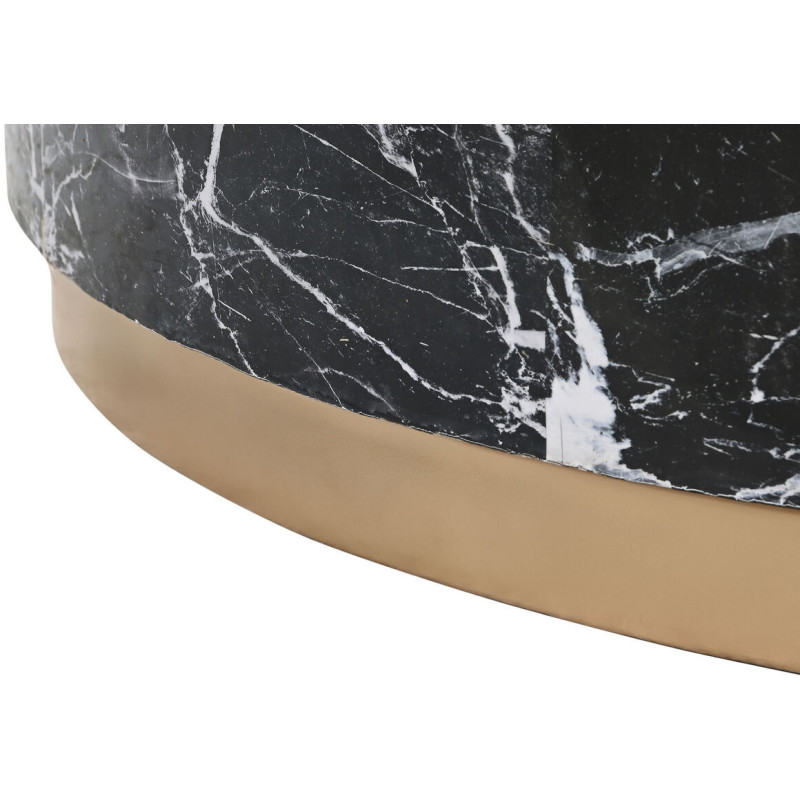 Table basse aspect marbre Ronde XL en Métal Noir Doré Danissi - 3