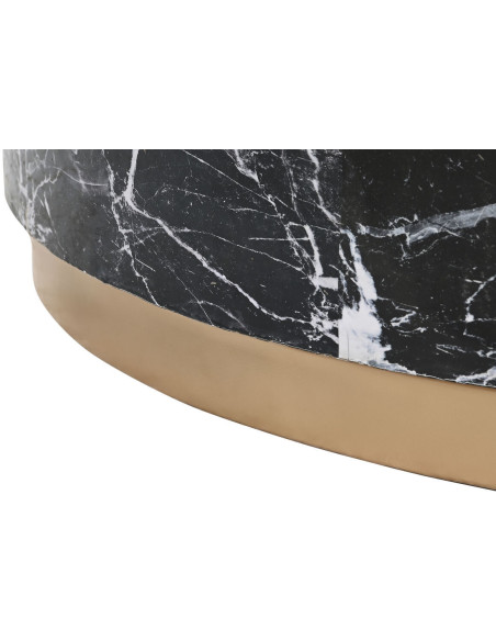 Table basse aspect marbre Ronde XL en Métal Noir Doré Danissi - 3