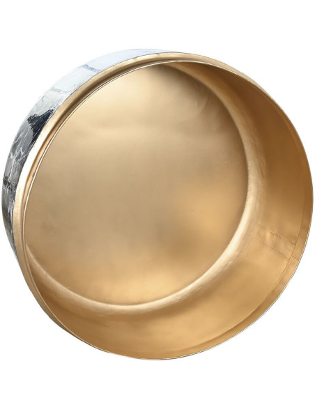 Table basse aspect marbre Ronde XL en Métal Noir Doré Danissi - 4