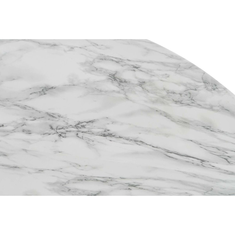 Table basse aspect marbre Ronde XL en Métal Blanc Doré Danissi - 2