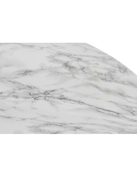 Table basse aspect marbre Ronde XL en Métal Blanc Doré Danissi - 2