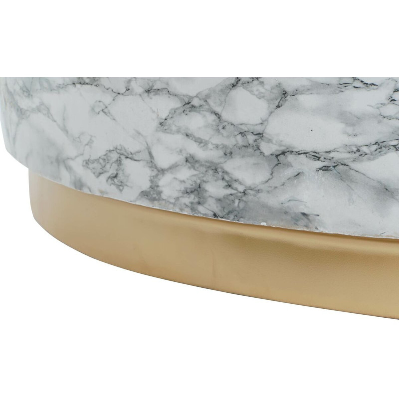 Table basse aspect marbre Ronde XL en Métal Blanc Doré Danissi - 4