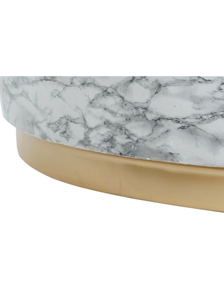 Table basse aspect marbre Ronde XL en Métal Blanc Doré Danissi - 4
