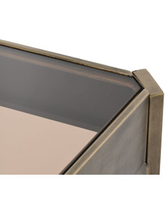 Table basse moderne Rectangulaire en Métal Doré Verre Transparent Valina - 1 2