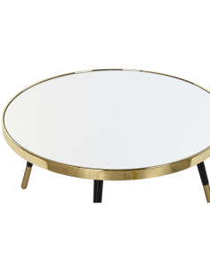 Table basse moderne Ronde en Métal Doré Noir Miroir Nimia - 1 2